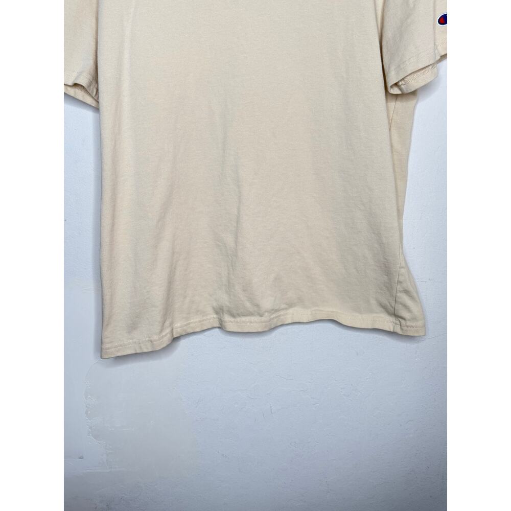 Champion‎ Logo Graphic Tee Beige Cream Short Sleeve Large Y2K Casual Streetwear - Picture 6 of 9